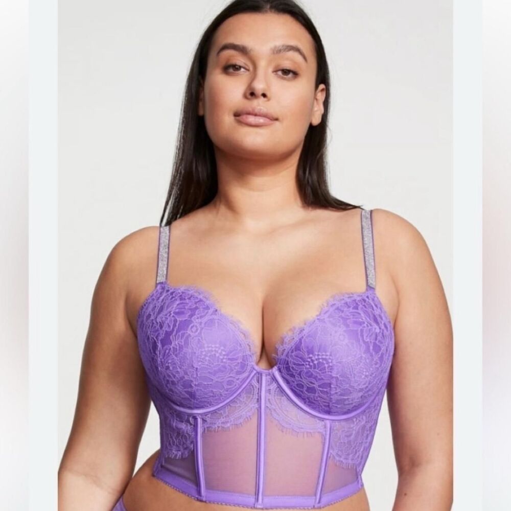 Victoria’s Secret Very Sexy Purple Lace Push Up Corset Top 38D NWT
